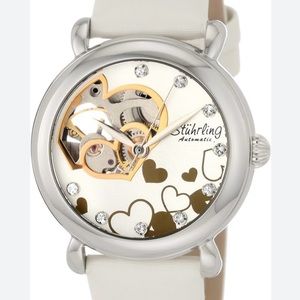 Stuhrling Original Automatic 108E Heart Ladies Skeleton Watch